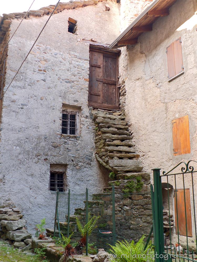 Montesinaro fraction of Piedicavallo (Biella, Italy) - Old stairs to the first floor